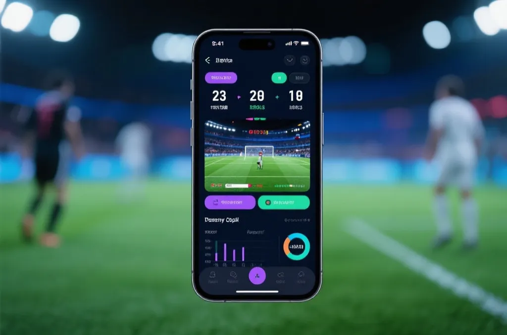 手机屏幕展示世界杯直播互动和比分信息界面